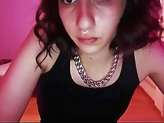 teen shemale shows her pierced nipples and jerks off on webcam