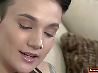 busty shemale casey kisses strapon fucked while she eats ass