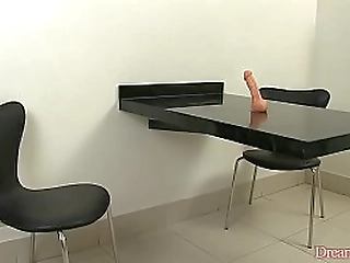 shemale barbara perez gets her dick hard with a dildo up her ass