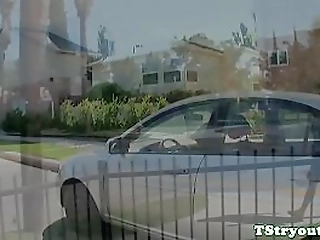 curvy spex transsexual sucks dick at casting