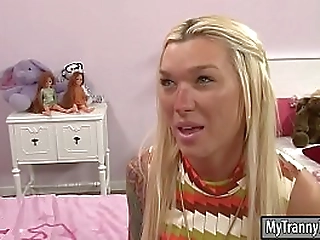 busty tattooed shemale ass banged in bed