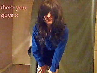 gorgeous blond shemale rides cock, then cums indoors