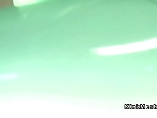 busty tranny in latex gets blowjob