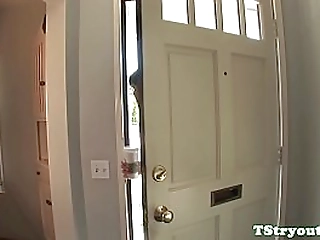 seductive amateur tgirl wanks on audition