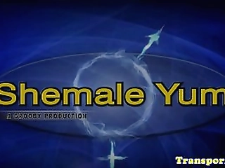 busty tgirl teases and wanks her big cock