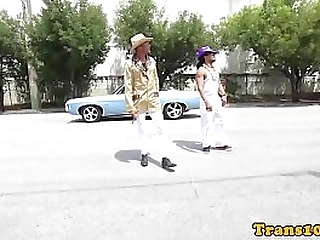 ladyboy spitroasted hard by black dudes