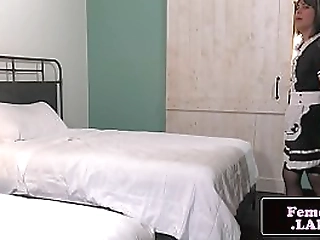 shemale housemaid jerking hard dick