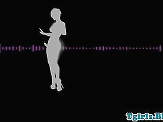 solo ebony tgirl in lingerie masturbating