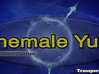 young tgirl wanks off in outdoor jacuzzi