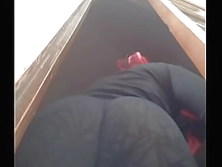 hot blonde tranny masturbates in red lingerie