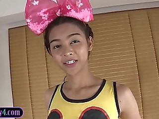 ladyboy with big fake tits and a big real dick masturbates