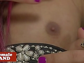 latina tranny in lingerie masturbating solo