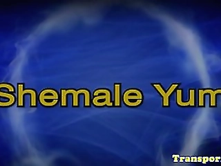 glamorous transsexual wanking her cock