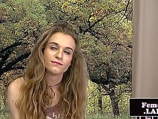 solo femboy fingers herself while wanking