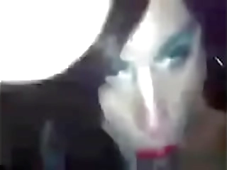 tranny brandy, the shemale fucks a large dripping wet dildo with her ass