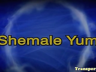 bigtit transsexual wanking oiled cock