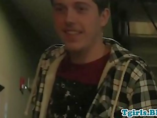 ebony tgirl spitroasted in sensual threesome